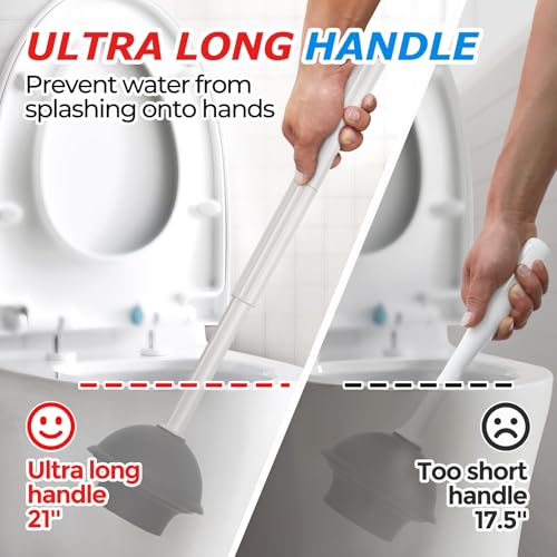 FORASTO 2 in 1 Toilet Plunger and Brush SetExtended Handle PlungerToilet Bowl Brush Plunger SetBathroom Cleaning Tools Toilet Brush Plunger ComboCleaning BrushDark Gray - Image 3