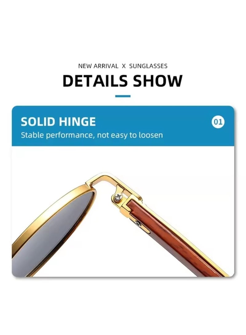 POLITE Luxury Fashion Designer Sunglasses for Men and Women Gold Green Gradient Oval Sunglass for Fashion - Image 5