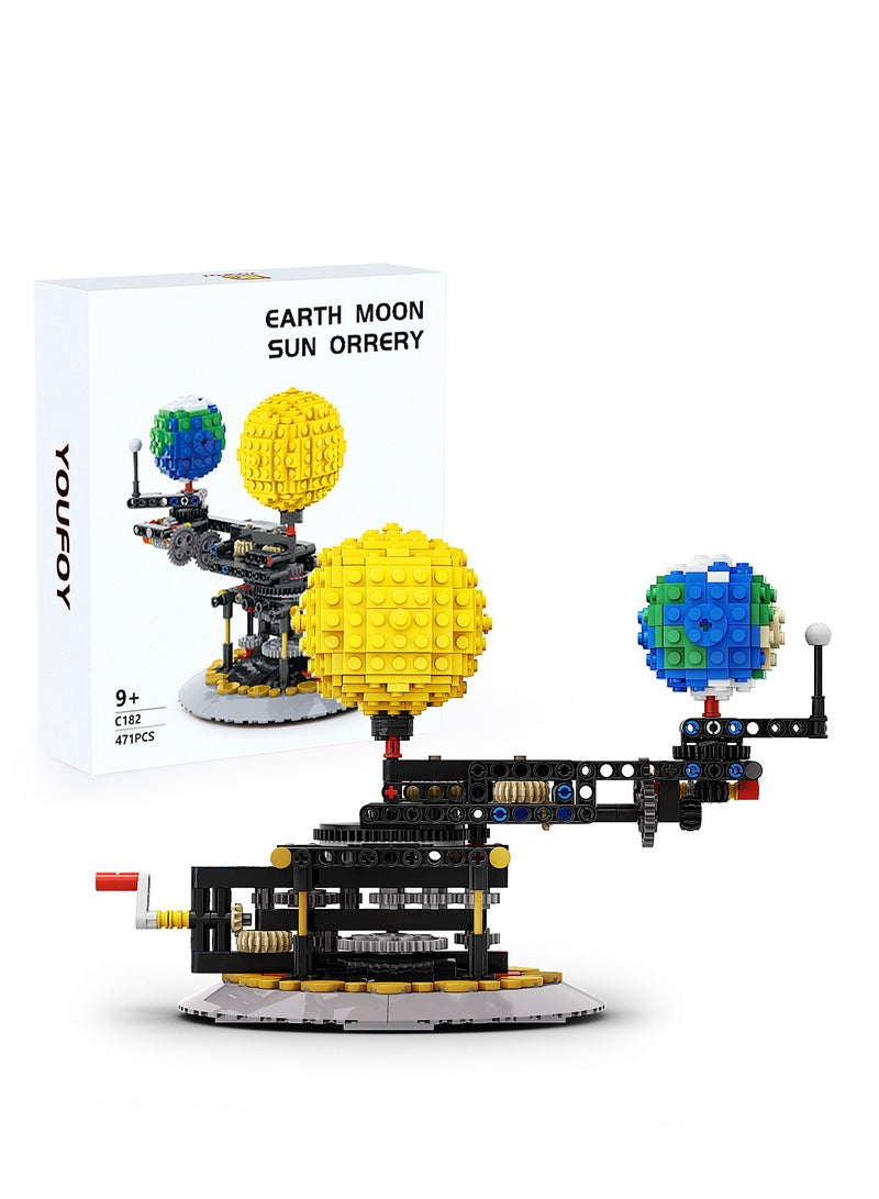 Solar System Sun Earth Moon Orbit Building Kits, Rotatable Astronomy Globes Science Model, Planetarium Model Astronomy Demo Student Children Education Teaching Tool Building Toys (471PCS)  - Image 1