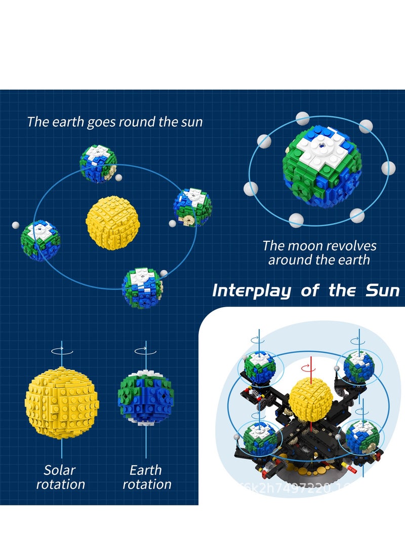 Solar System Sun Earth Moon Orbit Building Kits, Rotatable Astronomy Globes Science Model, Planetarium Model Astronomy Demo Student Children Education Teaching Tool Building Toys (471PCS)  - Image 4
