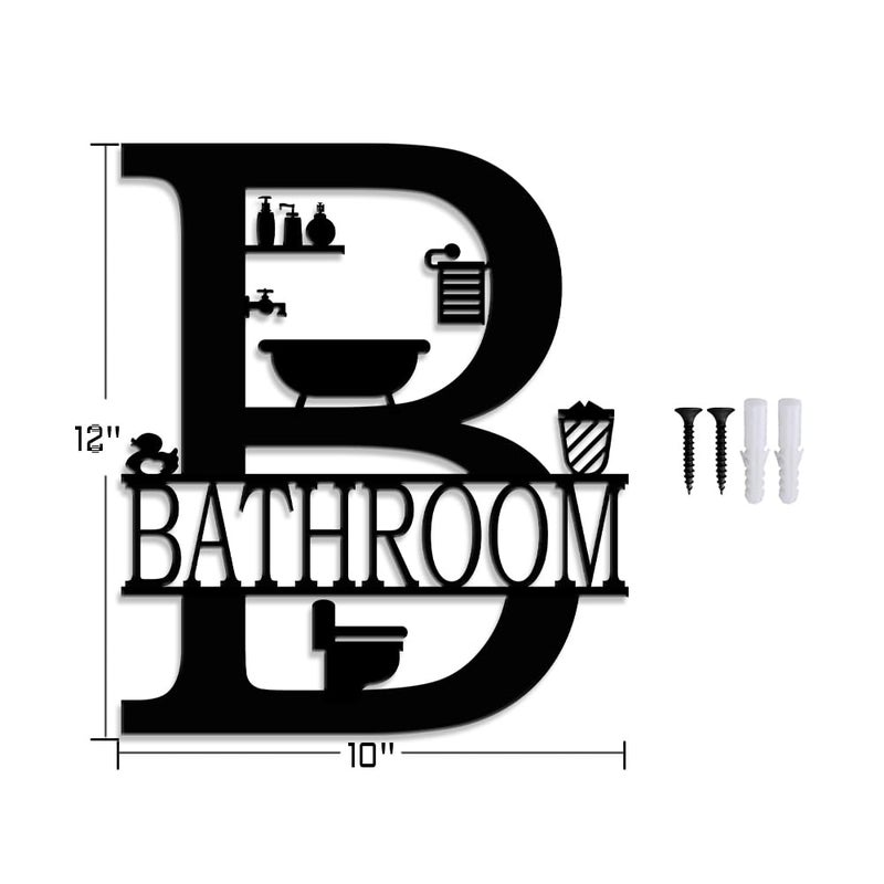XORT Bathroom Signs Metal Wall Decor, Metal Bathroom Wall Art, Funny Bathroom Sign for Modern Home Decorations. (Black - 10 x 12 inch) - Image 5