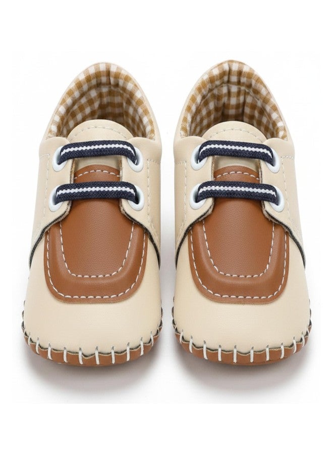PureSole Party Shoes for Babies 6-12 Months | Slip On Cotton Baby Booties with Premium Look | Lightweight, Breathable & Flexible Infant Shoes | Ideal for Weddings, Birthdays, Photoshoots, Parties & Special Occasion (Cream/Brown) - Image 3