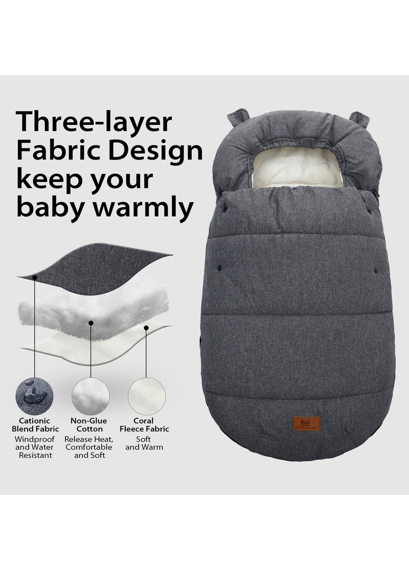 Generic - Universal Stroller Sleeping Bag with Footmuffs, Warm and Cozy for Winter, Waterproof and Windproof Design, Anti,Slip Sherpa Lining and Fleece Hood, Easy to Clean - Image 1