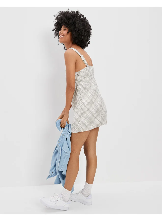 ae plaid babydoll mini dress AE Plaid Babydoll Mini Dress