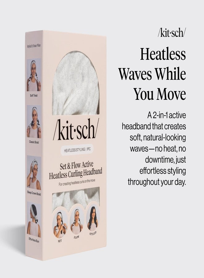Kitsch Set & Flow Active Heatless Curling Headband For Women – Achieves Heatless Curls Overnight, No Heat Damage | Heatless Curlers with Flexible Fit | Great During Gym, Travel - Heather Gray, 1pc - Image 2