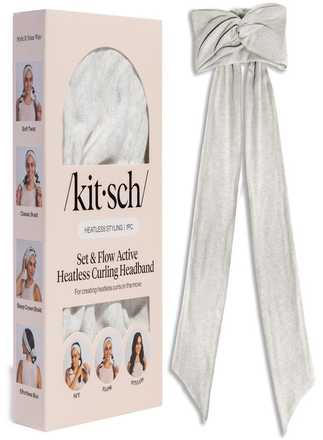 Kitsch Set & Flow Active Heatless Curling Headband For Women – Achieves Heatless Curls Overnight, No Heat Damage | Heatless Curlers with Flexible Fit | Great During Gym, Travel - Heather Gray, 1pc - Image 1