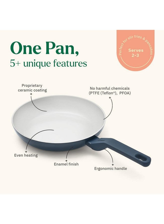 Ember Cookware مقلاة إمبر كوكوير أركيلا سيراميك غير لاصقة 24 سم | مقبض متطابق | 1x ملعقة مسطحة | آمنة للاستخدام على الحث | مقلاة غير سامة | خالية من PFAS و PTFE | سلسلة فلورنسا | زرقاء - Image 2