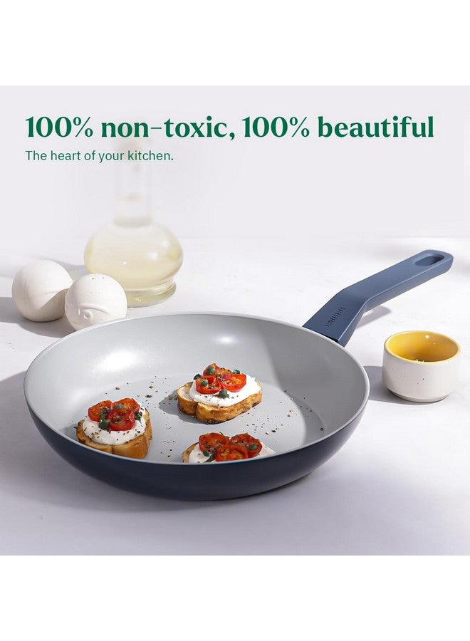 Ember Cookware مقلاة إمبر كوكوير أركيلا سيراميك غير لاصقة 24 سم | مقبض متطابق | 1x ملعقة مسطحة | آمنة للاستخدام على الحث | مقلاة غير سامة | خالية من PFAS و PTFE | سلسلة فلورنسا | زرقاء - Image 5