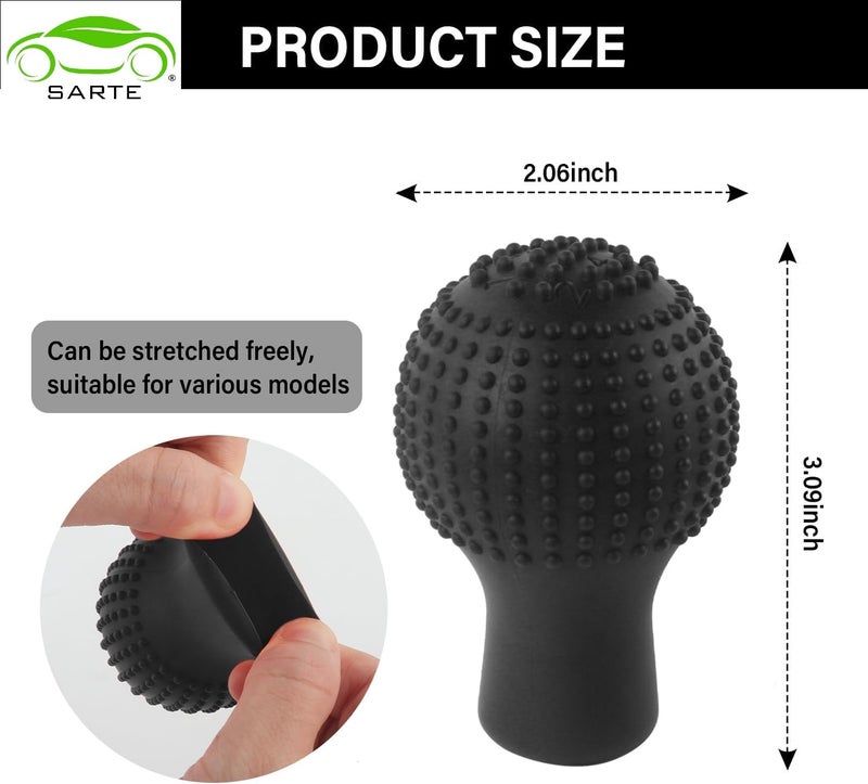 SARTE Car Gear Knob Protector for Anti-Scratch and Dust Proof Shifter - Universal Fit Silicon Stylish Cover - Black, Silicone Rubber - Image 4