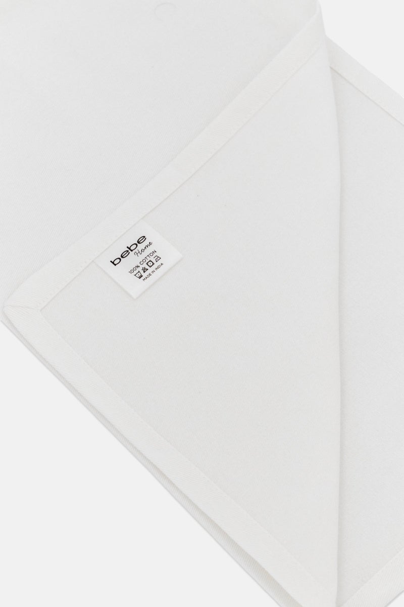 bebe 4 Pieces Solid Cotton Table Napkins, White - Image 4