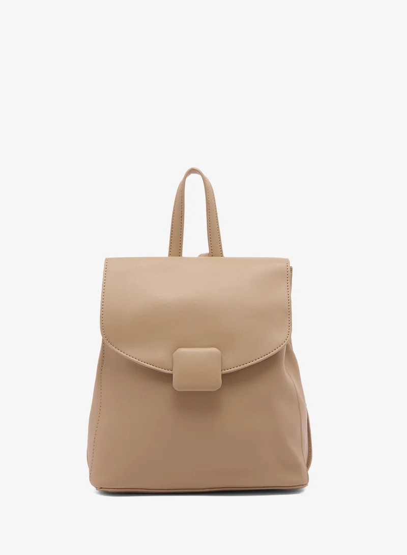 Ginger Beige PU School And Travel Backpack