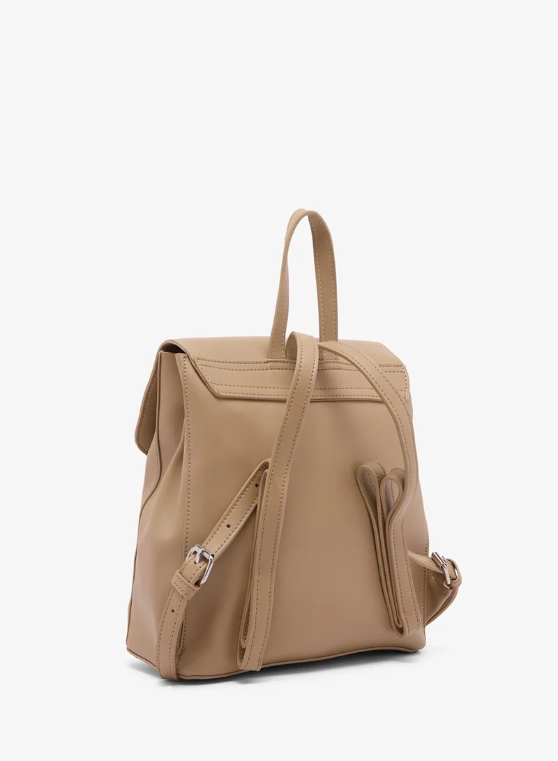 Ginger Beige PU School And Travel Backpack