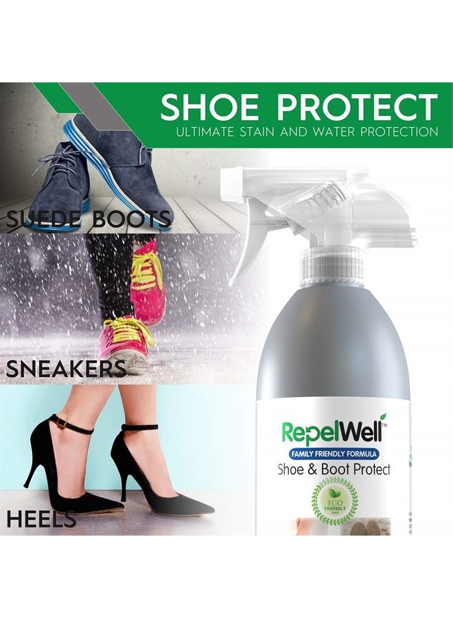 RepelWell Shoe & Boot Stain & Water Repellent (12oz) Eco-Friendly, Pet-Safe Spray Keeps Fabric, Leather & Suede Clean & Dry - Image 2