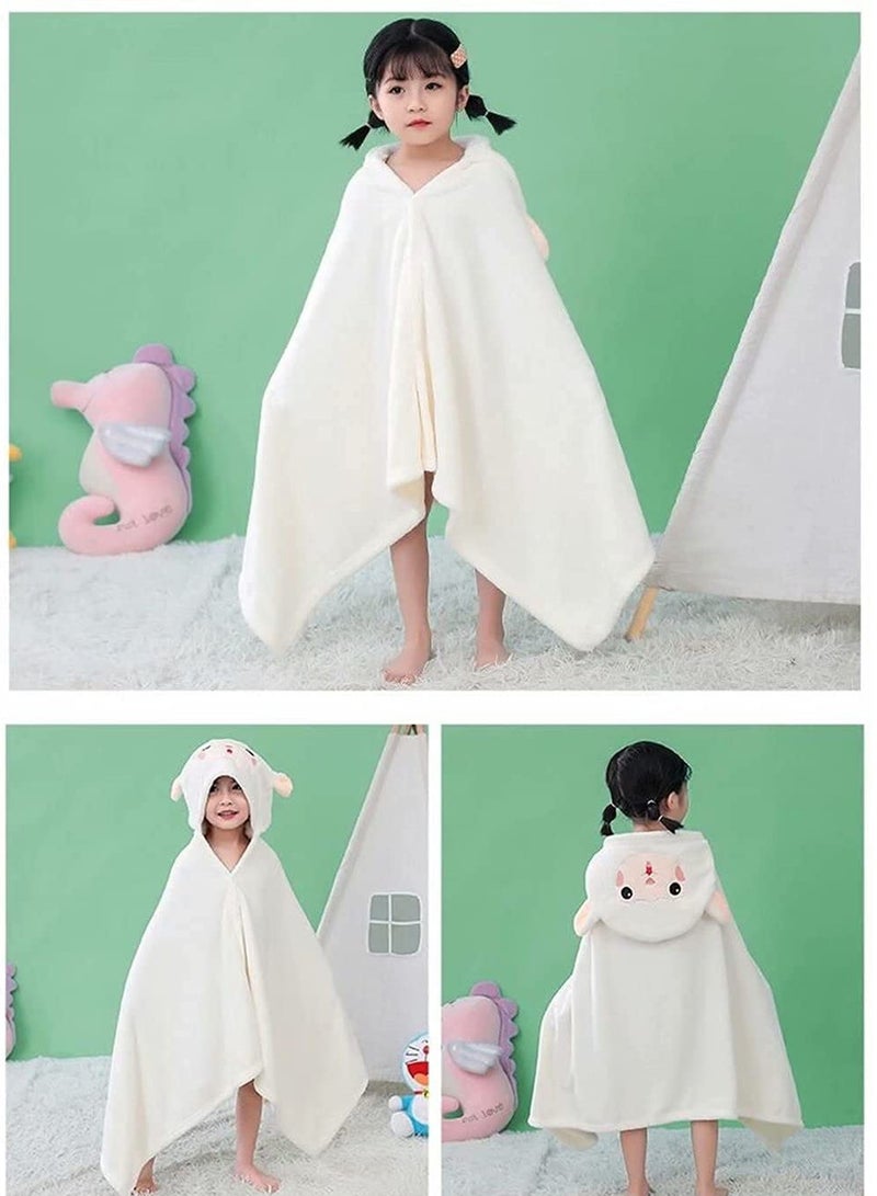 SYOSI Hooded Towels For Kids 3 13 years Premium Beach Or Bath Towel Rabbit design Ultra Soft and Extra Large 100% Cotton Children's SwimmingorBath Towel with Hood 88x150 cm White - Image 2