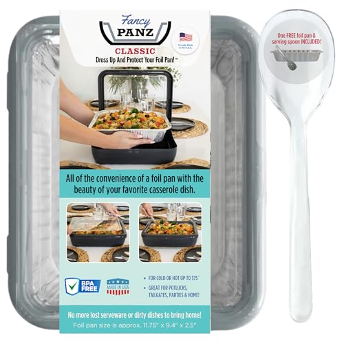 Fancy Panz Platinum Classic Aluminum Foil Pan Carrier Latch Lid Reusable Casserole Carrier for 1175 x 9 x 25 Pans Portable Food Transport Holder for Potluck Parties Tailgates Entertaining - Image 1