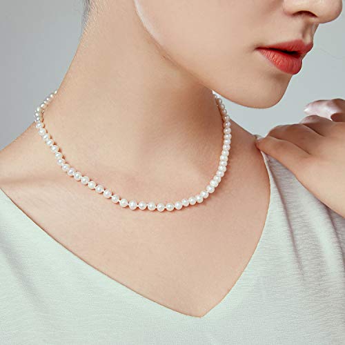 JORA Classic Pearl Necklace 7.5-8mm White Freshwater Cultured Pearls Neklace in Princess Length 18 inch for Women - Image 2