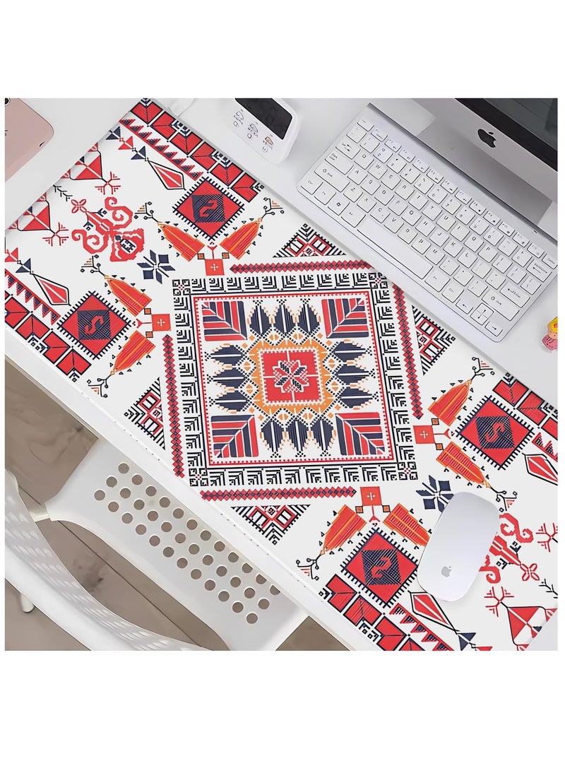 Large desktop mouse pad, 800 x 300 x 3mm, waterproof gaming mouse pad, non slip desk pad, thick rubber desk pad mouse pad, geometric pattern keyboard pad suitable for gaming, office, and home use - Image 3