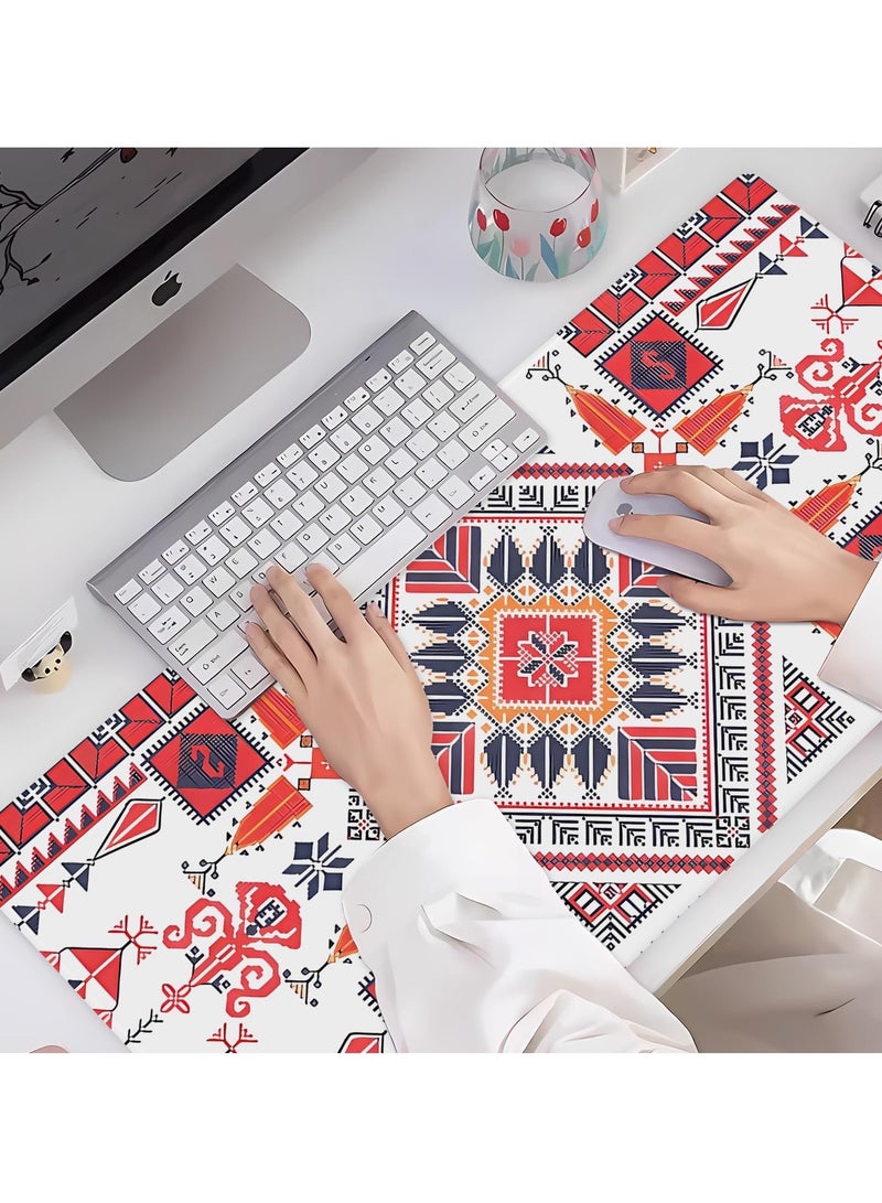 Large desktop mouse pad, 800 x 300 x 3mm, waterproof gaming mouse pad, non slip desk pad, thick rubber desk pad mouse pad, geometric pattern keyboard pad suitable for gaming, office, and home use - Image 2