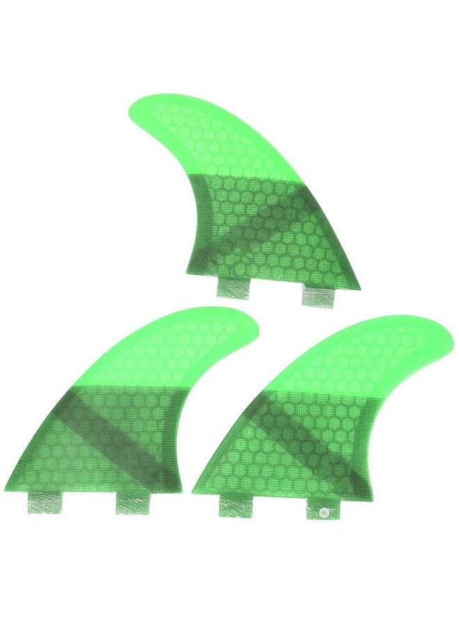 Thoraya 3PCS/ Set Glass Fiber Surfboard G3/G5 Fins Surfing Stand Up Paddle Fin Thruster (Green)  - Image 1