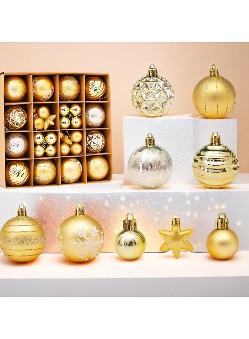 AUTOYSUR Christmas Ball Ornaments, Plastic – Gold, Set of 42 - Image 3
