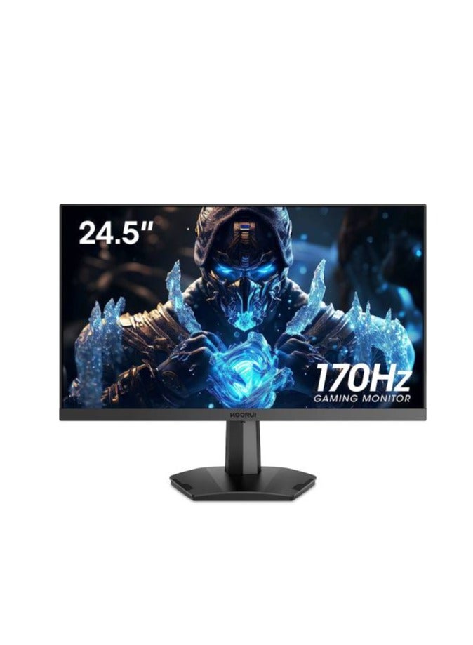 كوروي Here’s the translation of your text to Arabic:  **شاشة الألعاب KOORUI 24.5 بوصة FHD 170Hz VA، وقت استجابة 1 مللي ثانية، معدل تحديث، متوافقة مع FreeSync و G-Sync، تغطية 99% sRGB، قابلة للتثبيت على حامل VESA، قابلة للتعديل بالإمالة، حماية للعين، مدخلين HDMI / منفذ DisplayPort واحد، اللون الأسود | 25E3A** - Image 1