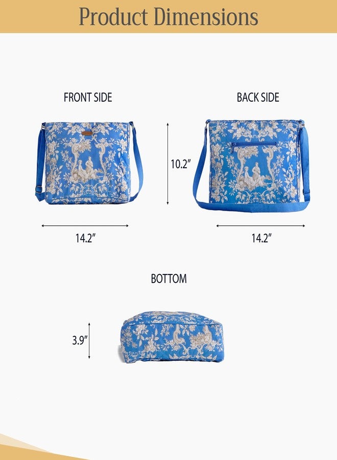 ميزون دي هيرمين حقائب يد نسائية من Maison d'Hermine، حقيبة كتف قطنية للتسوق والسفر والاستخدام اليومي، حقيبة كروس بودي، حقيبة كتف متعددة الجيوب بسحابات (Joli Jouy) - Image 5