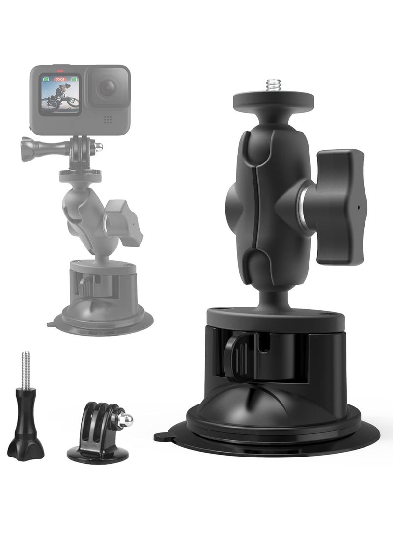 Excefore Suction Cup for GoPro Cameras Car Windshield Suction Mount Bracket 360 Degree Rotation Ball Head with 1/4" Thread  - Image 1