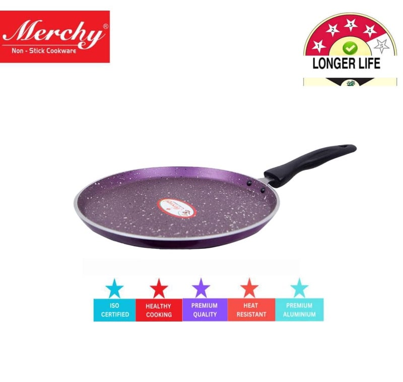 Merchy Aluminium Non-Stick Tawa (Purple) 3 mm Long Box - Image 2
