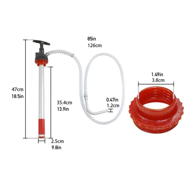 KZU Manual Liquid Pump, Fluid Transfer Pump, Portable Oil Hand Pump for Fuel Removal, Push Suction Pump Extractor for 5 Gallon(20L) Bucket with 50 in Hose and Nozzle - Image 2