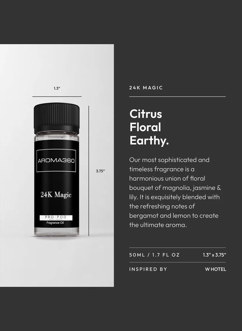 AROMA360 24K Magic Pro-Pod Oil Blend - Hotel Inspired for Luxury Essential Oil Diffusers - Aromatherapy Scent Diffuser Oil - Bergamot, Lemon, and Lemongrass