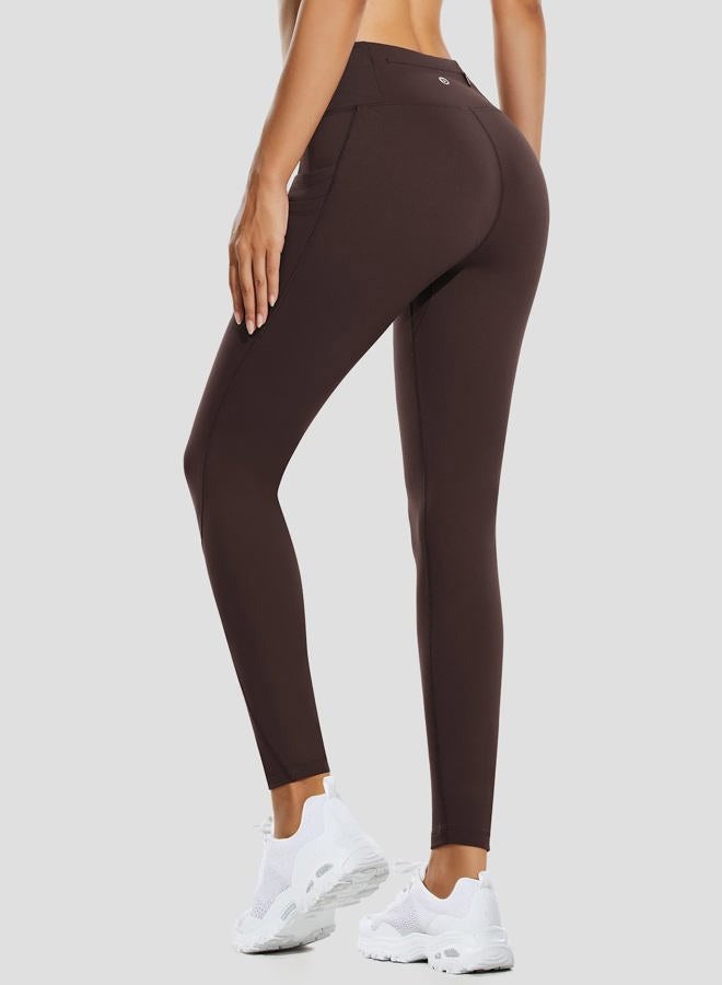 Baleaf Women's Fleece Lined Leggings Water Resistant Thermal Winter Warm Tights High Waisted with Pockets Running Gear, A-dark Brown-27“, S - Image 2