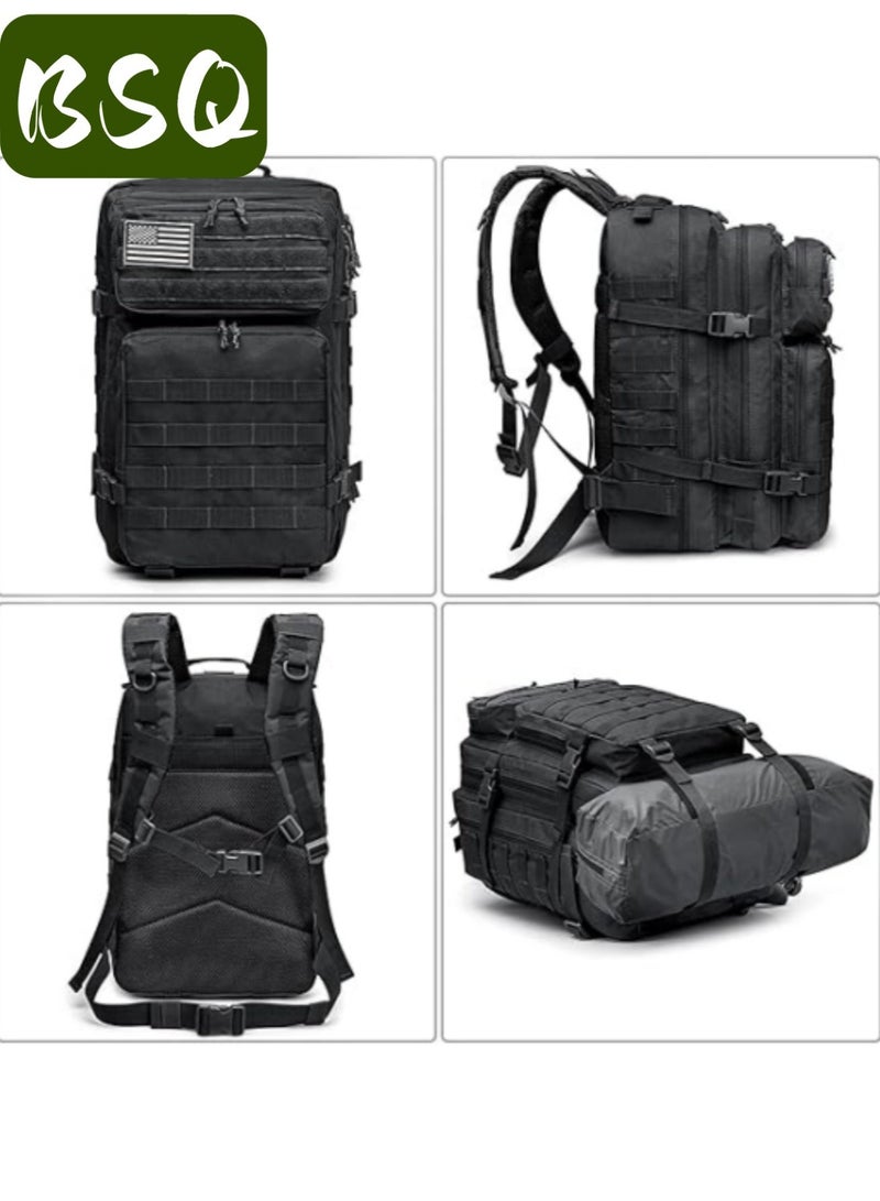 BSQ 45L Military Tactical Backpack | Camping Pack | Hiking Pack | Three-Day Assault Survival MOLLE System Backpack | Emergency Kit | Multi-functional Backpack for Fishing, Outdoor Activities, Mountaineering, Hiking, and Camping - Image 4