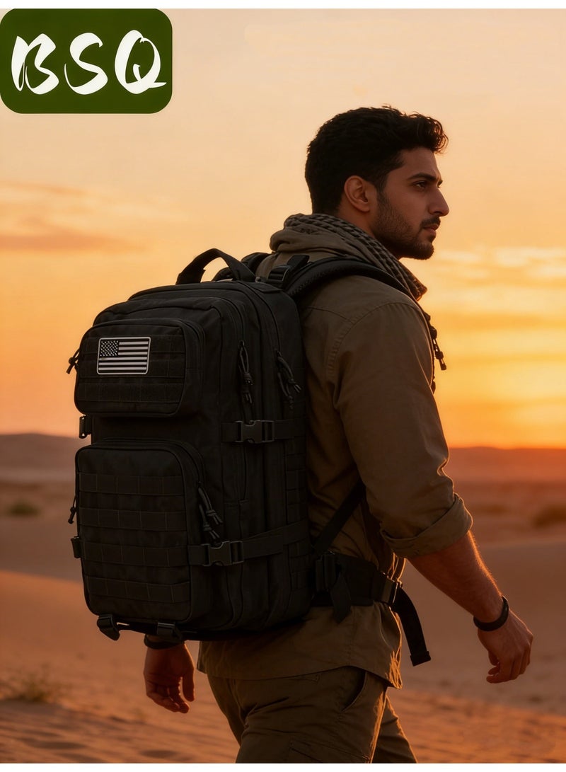 BSQ 45L Military Tactical Backpack | Survival & Emergency Evacuation Rucksack | Features MOLLE System | Water-Resistant, Multi-Compartment Design | Ideal for Travel, Hunting, Outdoor Adventures, Hiking, and Camping - Image 3