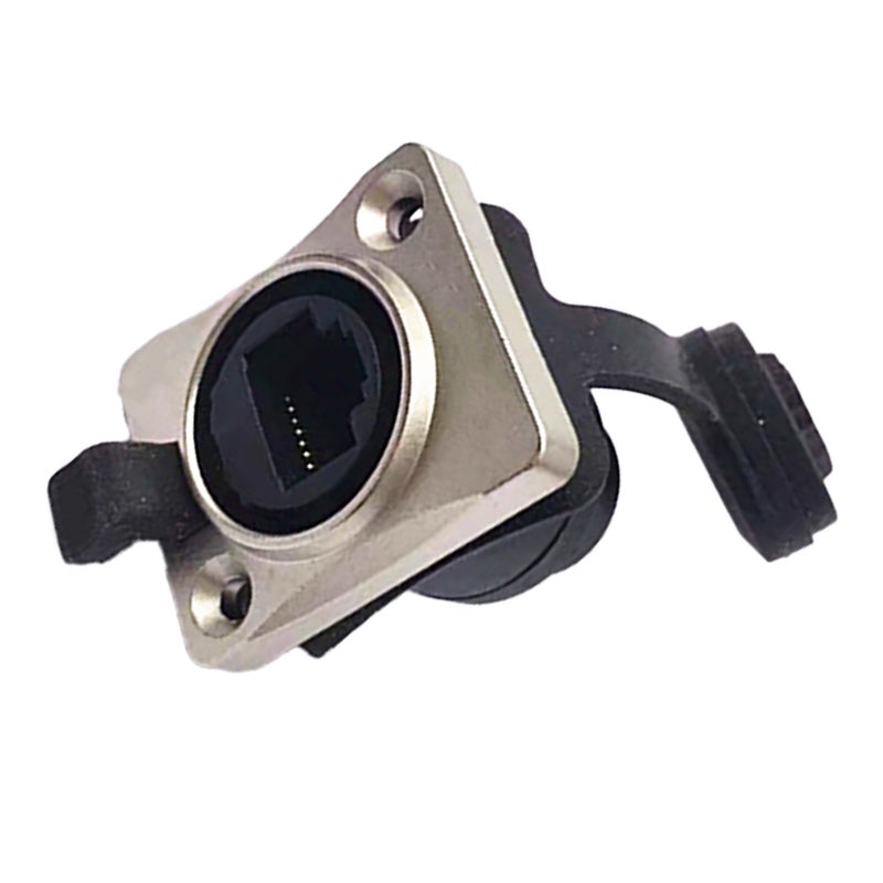 Waterproof RJ45 Connector: Silver Copper Material - 180 Degree Cap Design Industrial Grade Socket for Outdoor Wet Environments Home Office Industrial Use - Image 4