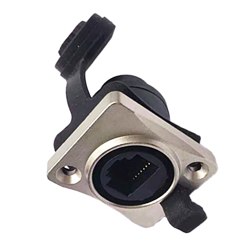 Waterproof RJ45 Connector: Silver Copper Material - 180 Degree Cap Design Industrial Grade Socket for Outdoor Wet Environments Home Office Industrial Use - Image 2
