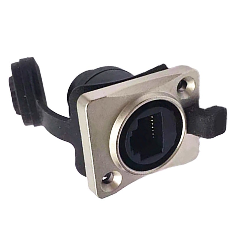 Waterproof RJ45 Connector: Silver Copper Material - 180 Degree Cap Design Industrial Grade Socket for Outdoor Wet Environments Home Office Industrial Use - Image 3