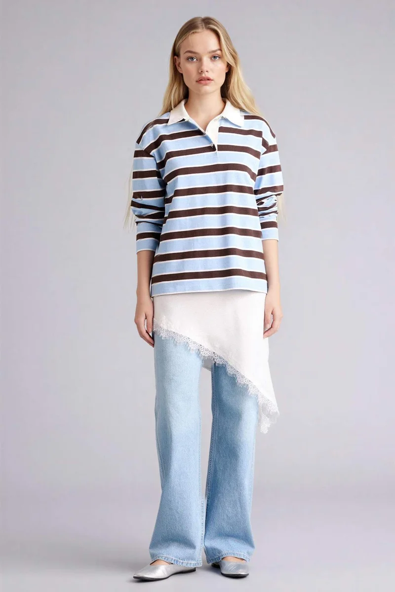 ديفاكتو 90's Wide Leg High Waist Long Washed Jeans