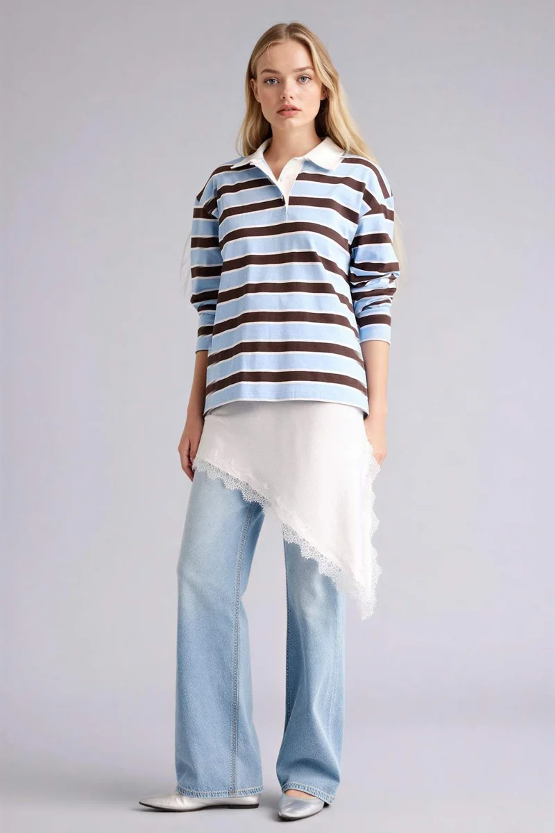 ديفاكتو 90's Wide Leg High Waist Long Washed Jeans