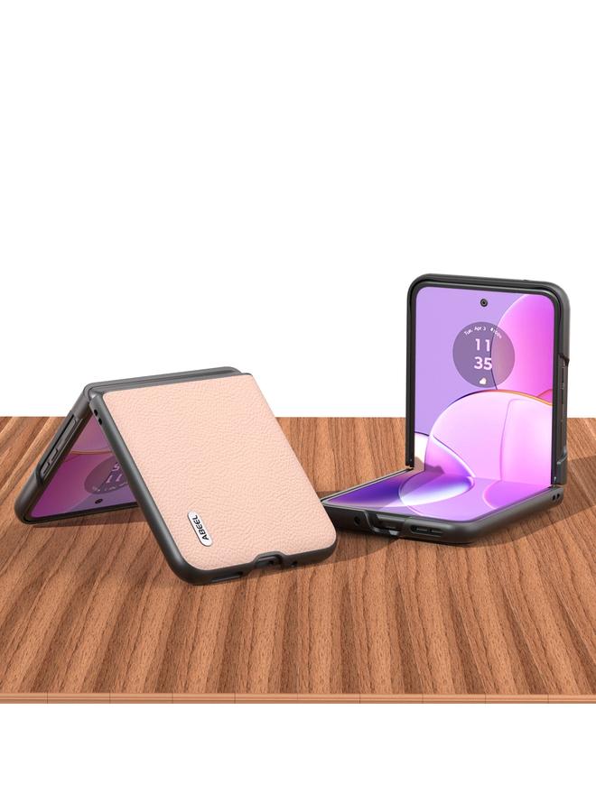 اس-توب جراب لهاتف Motorola Razr 40 من ABEEL مصنوع من الجلد الطبيعي + PC بنسيج الليتشي - Image 2