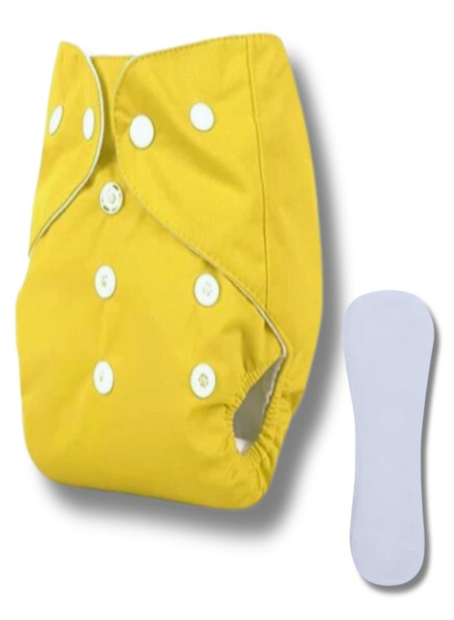RENIAL Reusable Cloth Diapers For Kids Baby | Insert Washable freesize Leakage Proof | Cloth Diaper with Quick Dry For Baby Kids | UltraThin pads for babies between 3 months to 3 years ( pack of 1) Yellow - Image 1