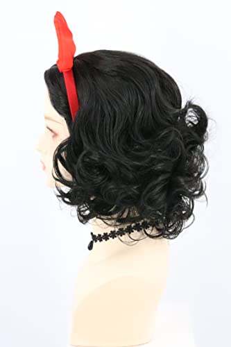 LeMarnia Women Wig Short Curly Bob Wigs Black Princess Wig with Bow Headband for Halloween Costume Party Cosplay Wig - Image 2