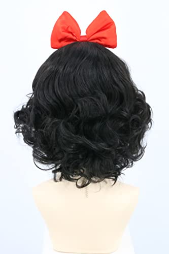 LeMarnia Women Wig Short Curly Bob Wigs Black Princess Wig with Bow Headband for Halloween Costume Party Cosplay Wig - Image 4
