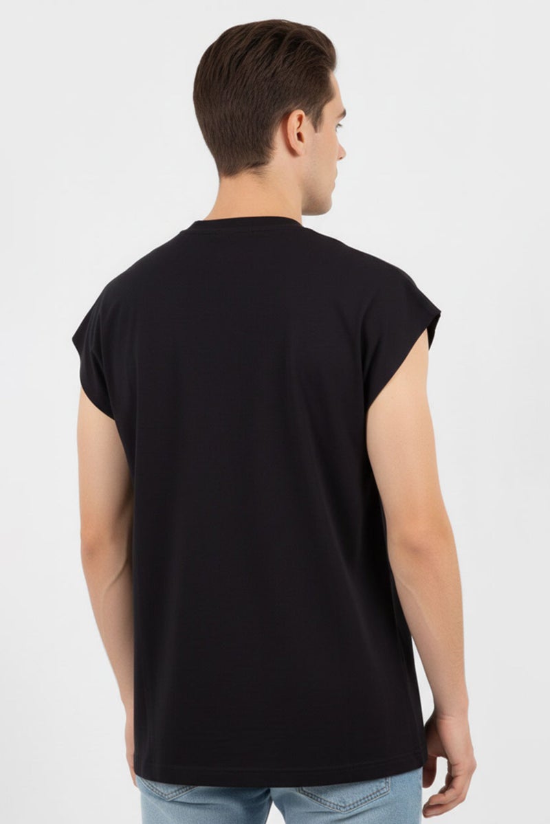 GUCCI Men Crew Neck Cap Sleeves Graphic T-Shirt, Black - Image 4