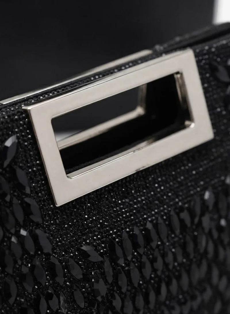 Viny Viny Women's Jewelled Evening Clutch – Embellished Bag with Metal Cut-Out Handle