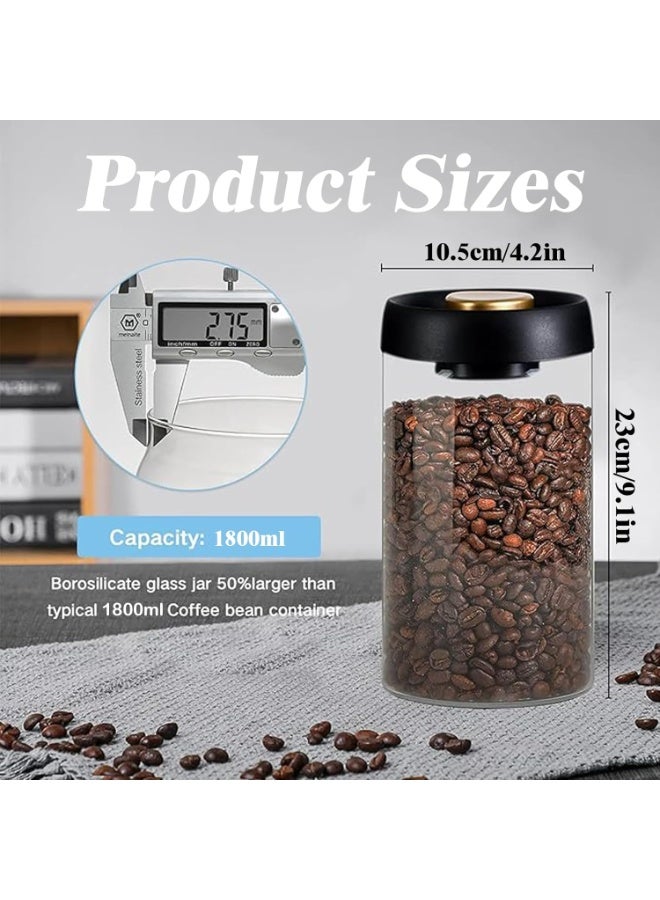علبة قهوة الفراغ,حاوية تخزين حبوب القهوة 1800ml مضادة للهواء,علبة قهوة زجاجية بوروسيليكات للقهوة المطحونة,الشاي الفضيح,الحلوى,السكر,المكسرات,التوابل - Image 2