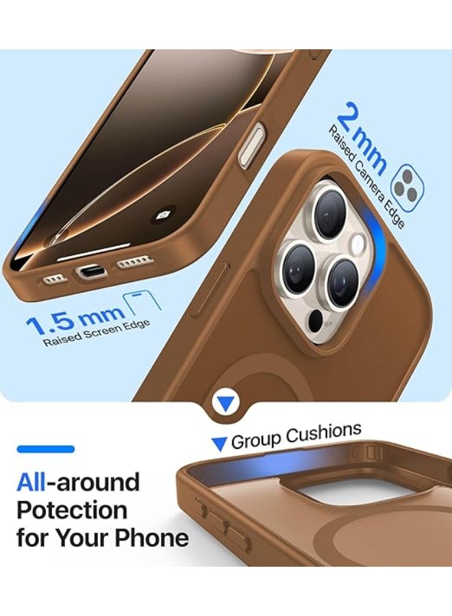 Magnetic for iPhone 16 Pro Max Case, [Compatible with MagSafe][Military-Grade Drop Protection][Anti-Yellow] Shockproof Protective Translucent Matte Cover for iPhone 16 Pro Max Phone Case,Brown - Image 3