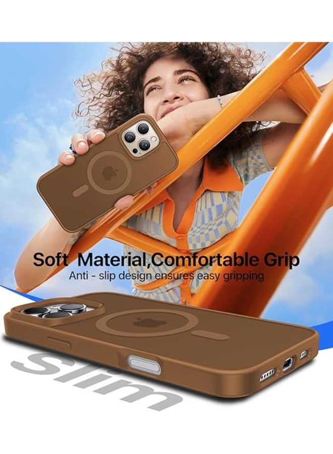 Magnetic for iPhone 16 Pro Max Case, [Compatible with MagSafe][Military-Grade Drop Protection][Anti-Yellow] Shockproof Protective Translucent Matte Cover for iPhone 16 Pro Max Phone Case,Brown - Image 2