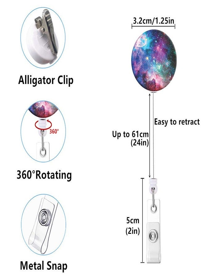 Anffilona Retractable ID Badge Holder Nurse Badge Reels with Clip Name Card Holders for Office Worker Doctor Nurse (Starry Sky 3 Pack) - Image 2