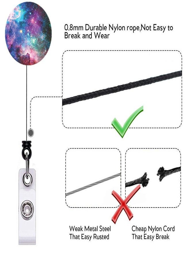 Anffilona Retractable ID Badge Holder Nurse Badge Reels with Clip Name Card Holders for Office Worker Doctor Nurse (Starry Sky 3 Pack) - Image 3