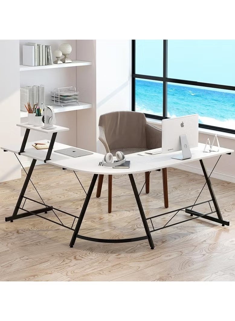 OHAHO L-Shaped Desk Computer Corner Desk, L Shaped Home Office Desk, Large Gaming Desk Sturdy Writing Desk Writing Workstation, Simple Modern Gaming Desk (White, 51inch) - Image 2